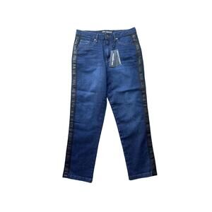 KARL LAGERFELD PARIS Women Indigo Dark Wash Straight-Leg Jeans Logo Size 12 NWT